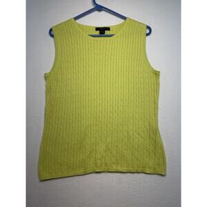 August Silk Knits XL Cotton Lime/yellow Lightweight Women’s Sweater Vest